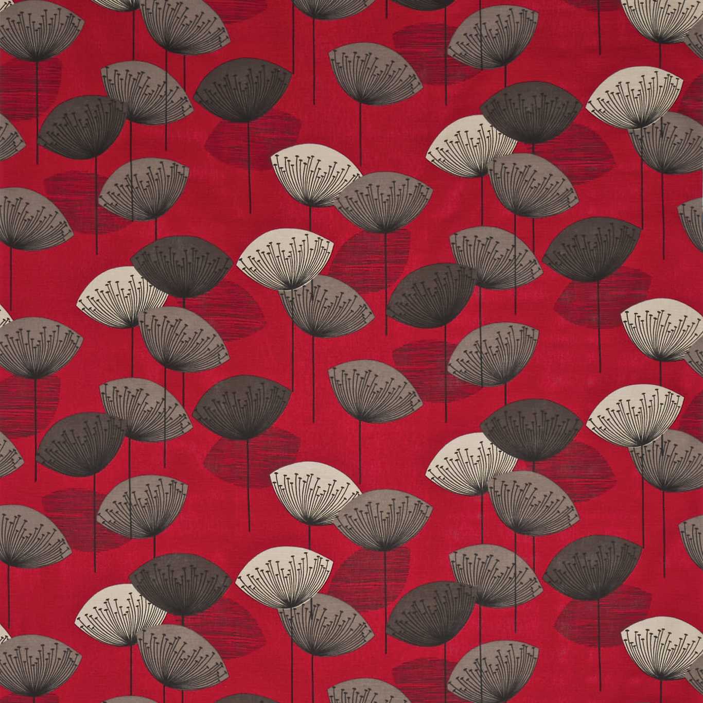 Dandelion Clocks Fabric - Red 