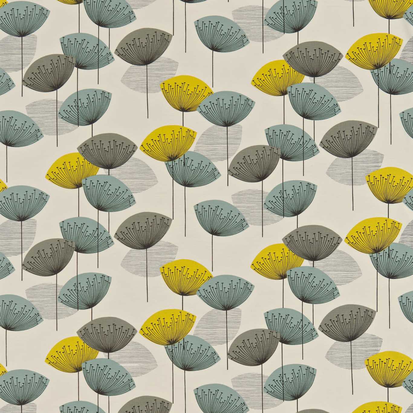 Dandelion Clocks Fabric - Gray