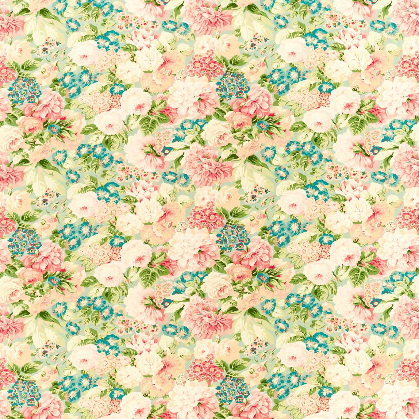Rose & Peony Fabric - Pink 