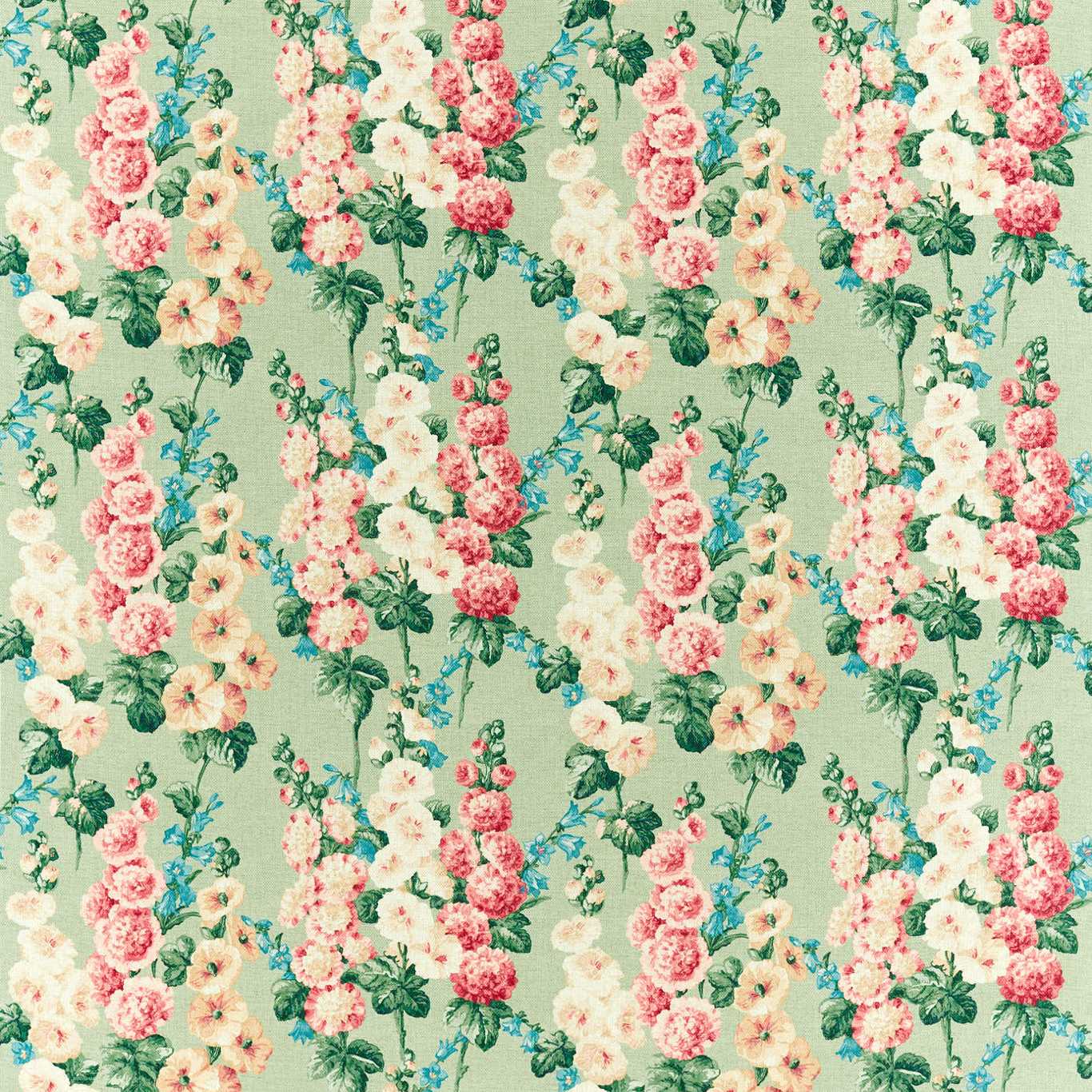 Hollyhocks Fabric - Multicolor