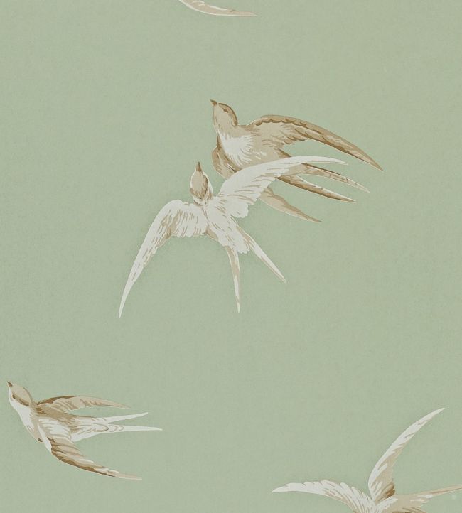 Swallows Wallpaper - Green 