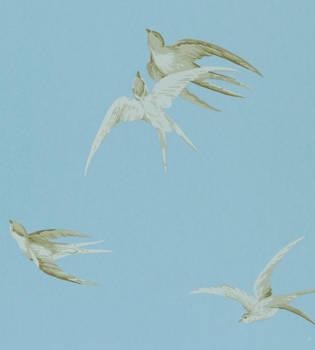 Swallows Wallpaper - Blue