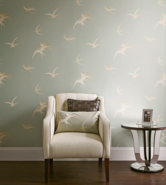 Swallows Room Wallpaper - Gray