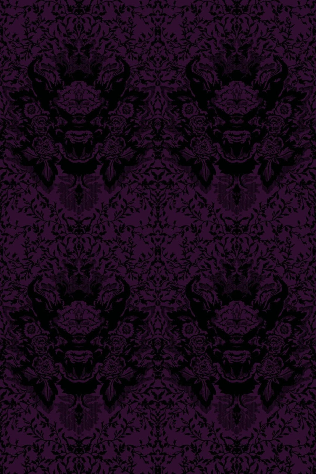 Devil Damask Fabric - Purple