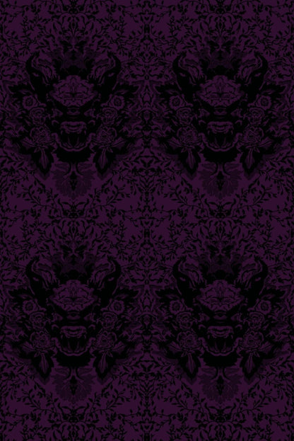 Devil Damask Fabric - Purple