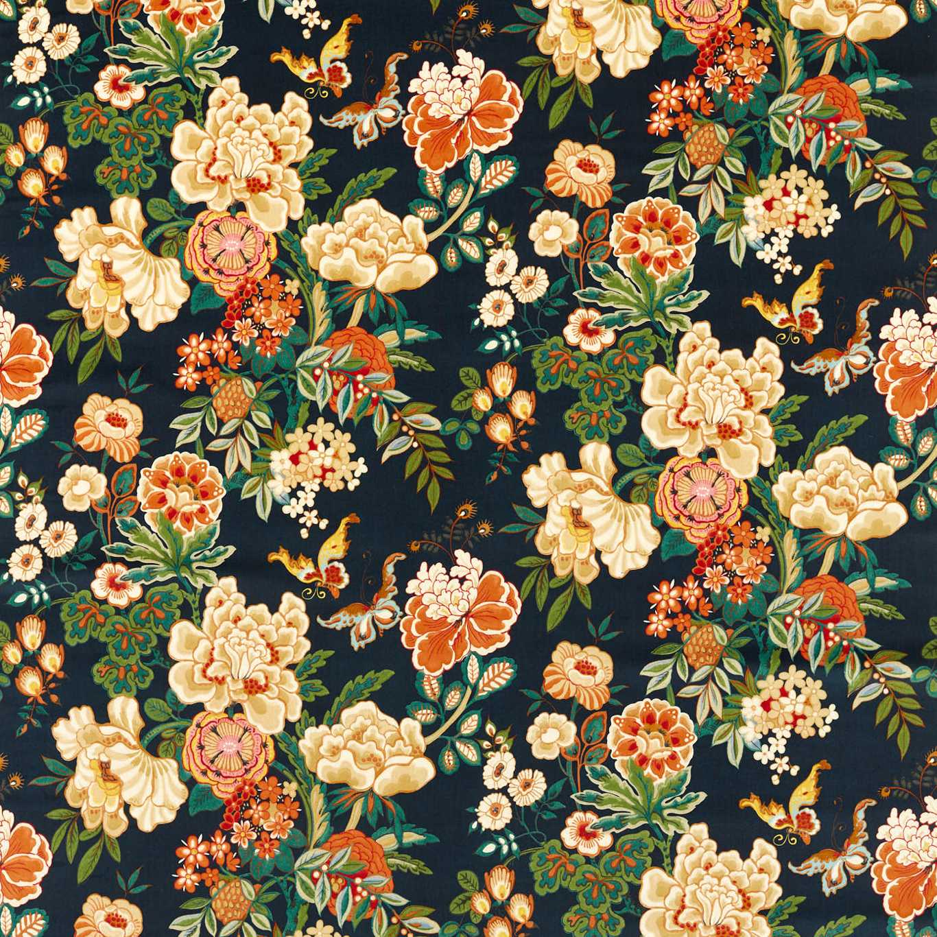 Emperor Peony Fabric - Green 