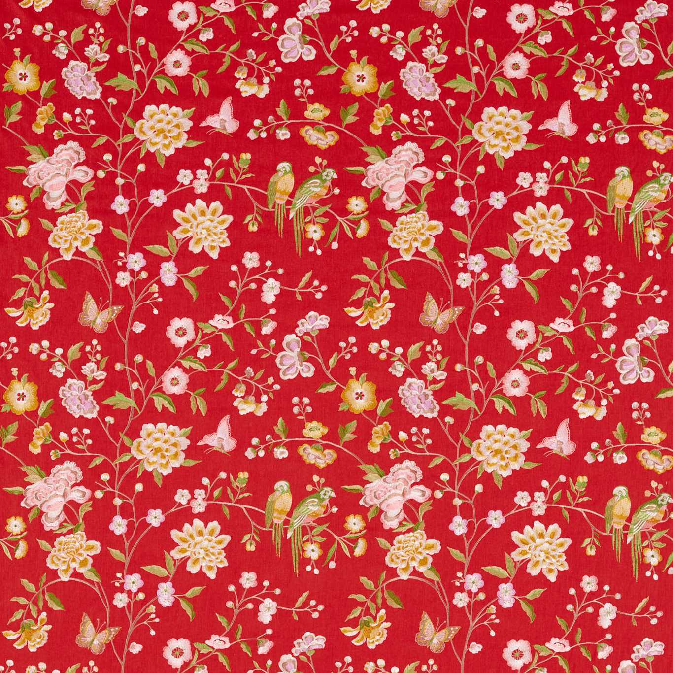 Chinoiserie Hall Fabric - Red 