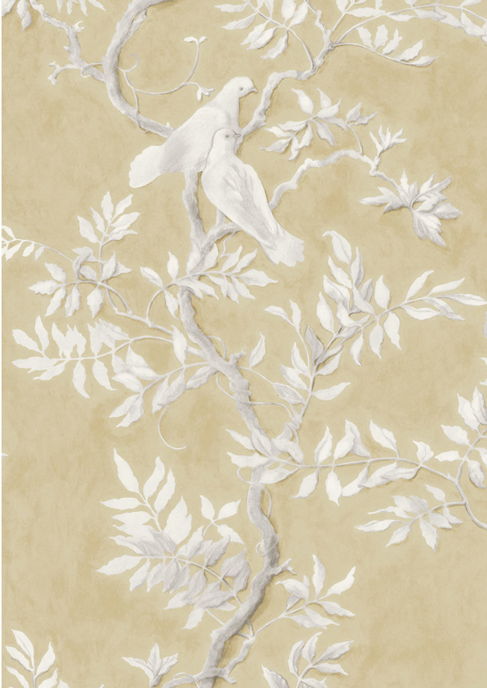 Doves Wallpaper - Yellow - Lewis & Wood