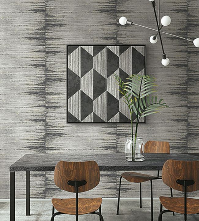Textured Stripe Room Wallpaper - Gray