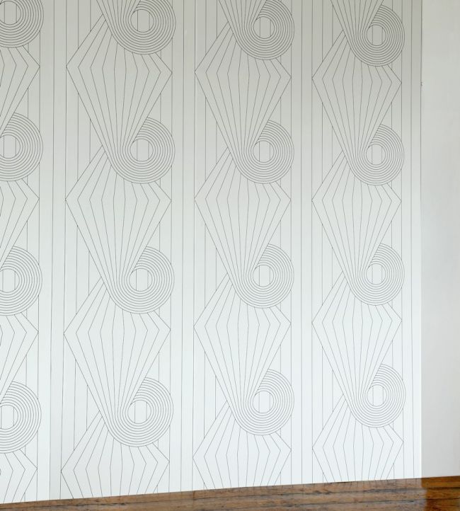 Spiral Room Wallpaper - White