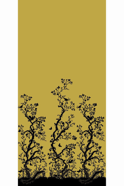 Birdbranch Hand Printed Wallpaper Panel - Black