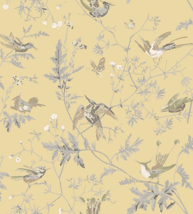 Hummingbirds Silk Fabric - Sand  - Cole & Son