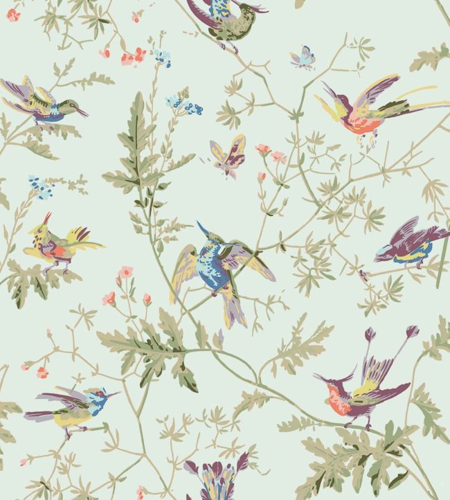 Hummingbirds Fabric - Teal - Cole & Son