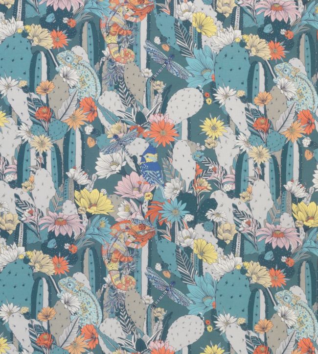 Cactus Garden Fabric - Blue 