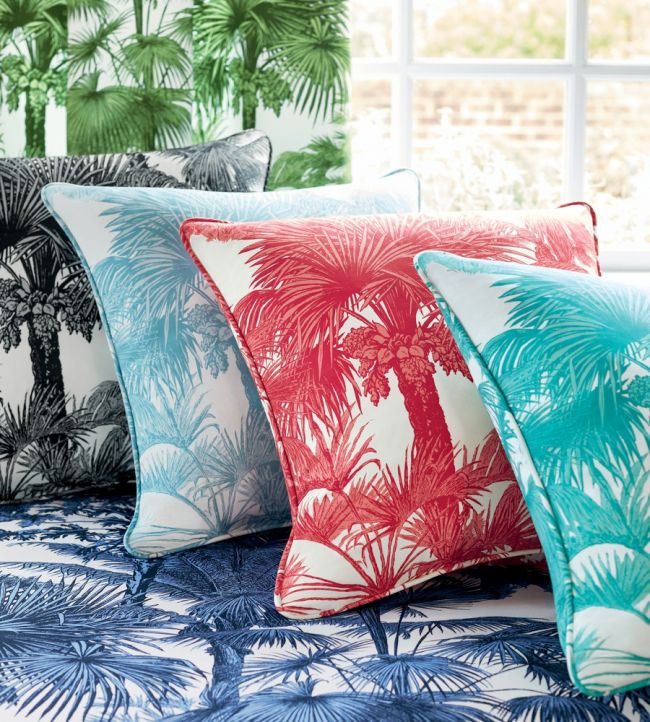 Palm Botanical Room Fabric - Blue