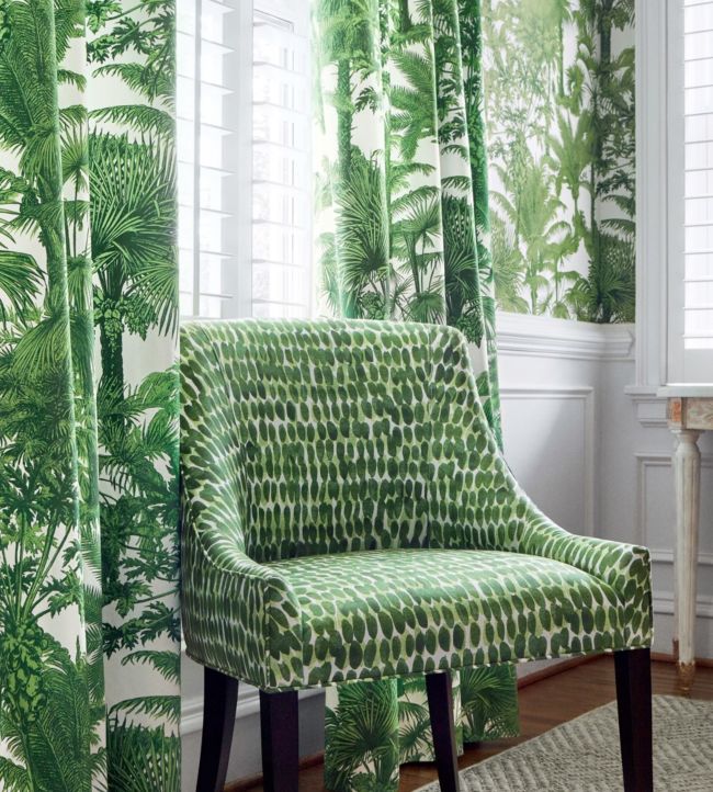 Palm Botanical Room Fabric - Green