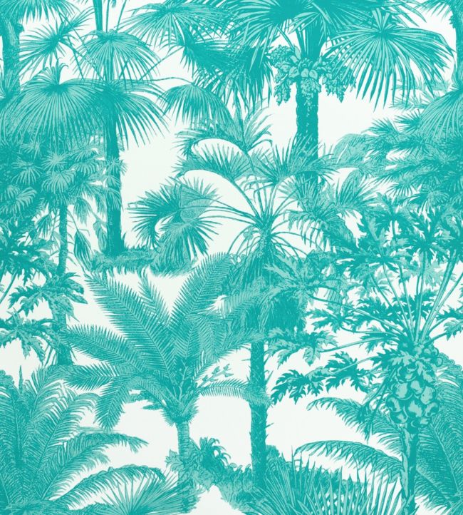 Palm Botanical Fabric - Teal 