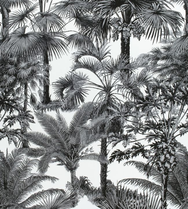 Palm Botanical Fabric - Gray 