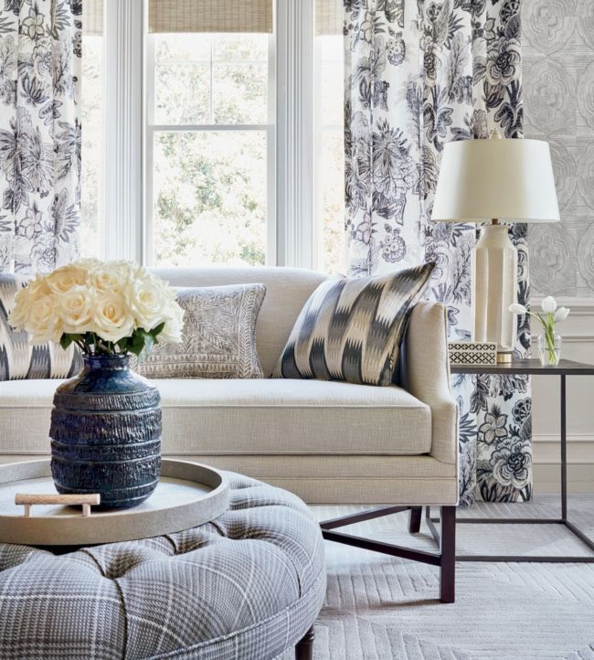 Floral Gala Room Fabric - Gray