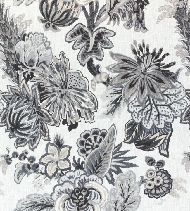 Floral Gala Fabric - Gray
