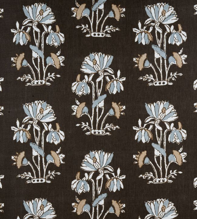 Lily Flower Fabric - Brown 