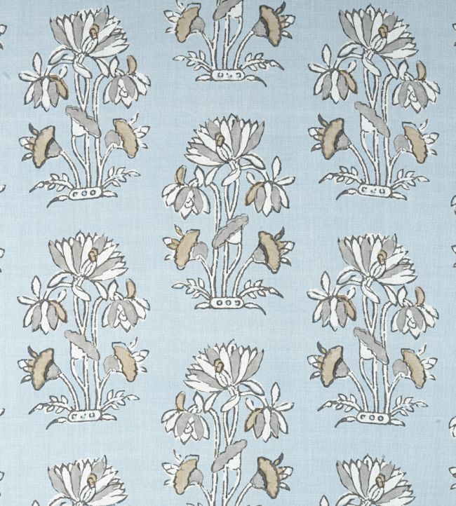 Lily Flower Fabric - Teal 