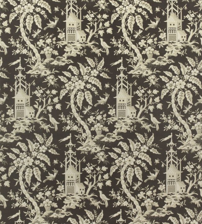 Pagoda Garden Fabric - Black 