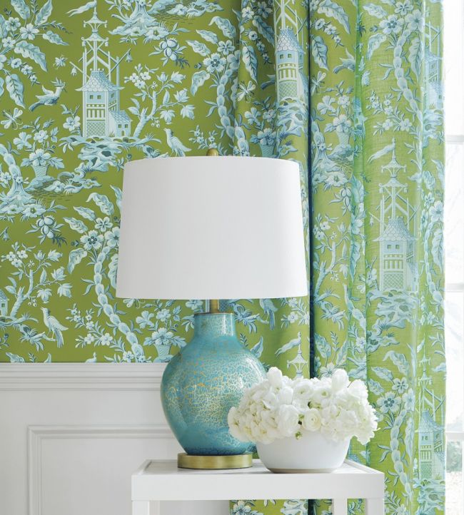 Pagoda Garden Room Fabric - Green