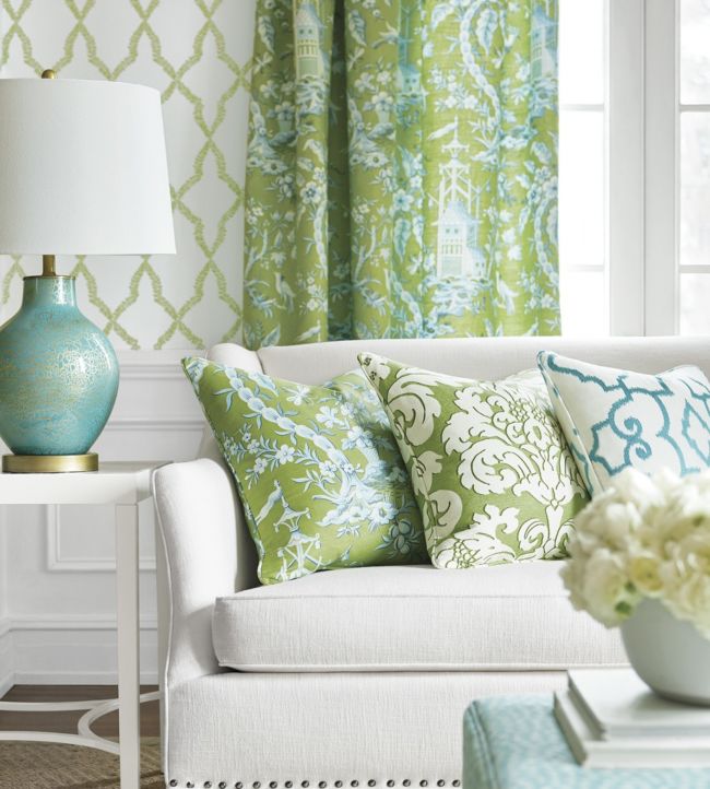 Trelawny Damask Room Fabric - Green