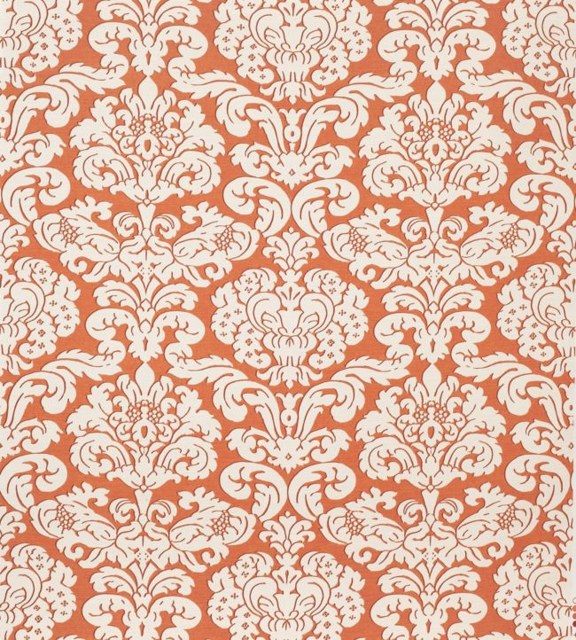 Trelawny Damask Fabric - Orange 