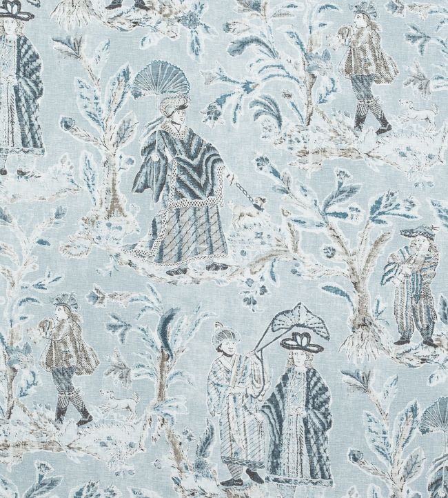 Royale Toile Fabric - Silver 
