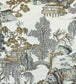 Asian Scenic Fabric - Gray