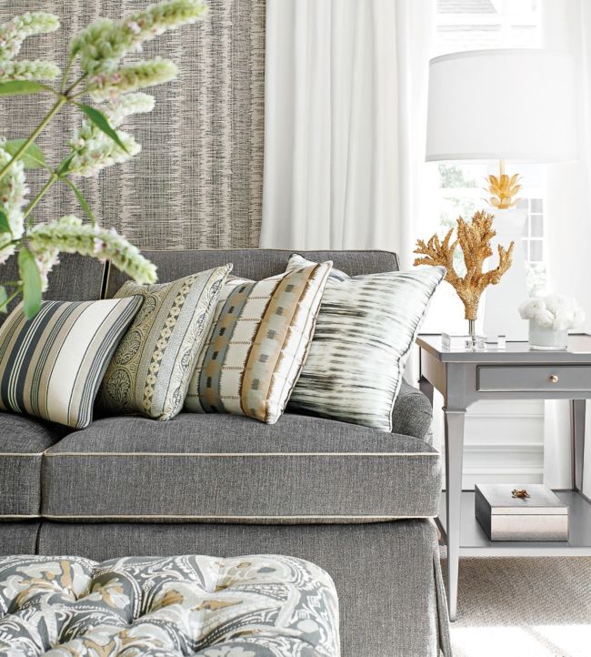 Ikat Stripe Room Fabric - Black