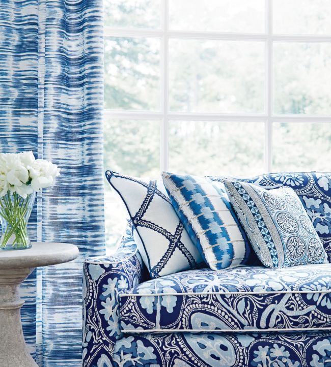 Ikat Stripe Room Fabric - Blue