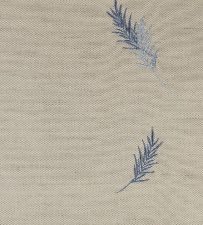 Embroidered Union Fern Fabric - Blue 