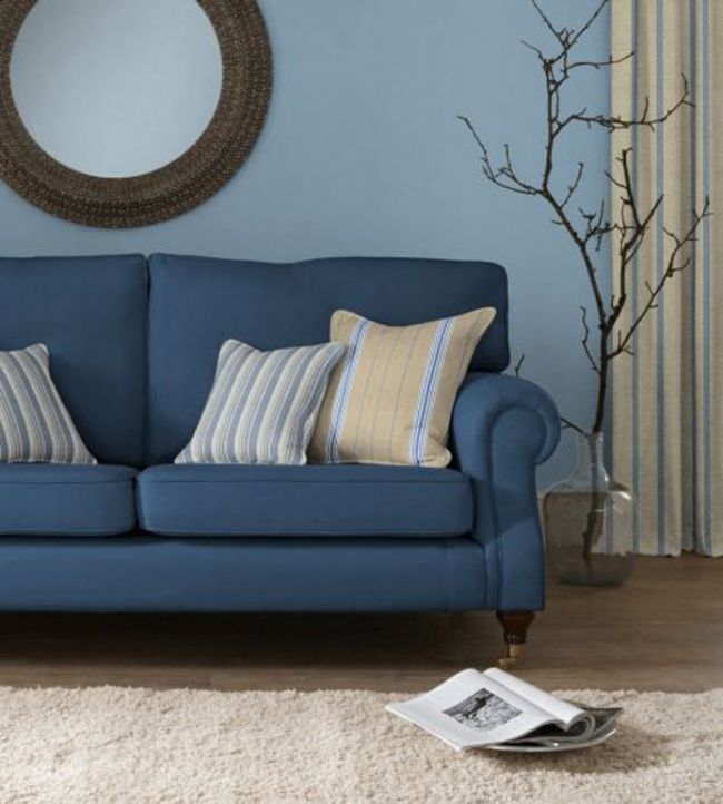 Hopsack Stripe Room Fabric - Blue
