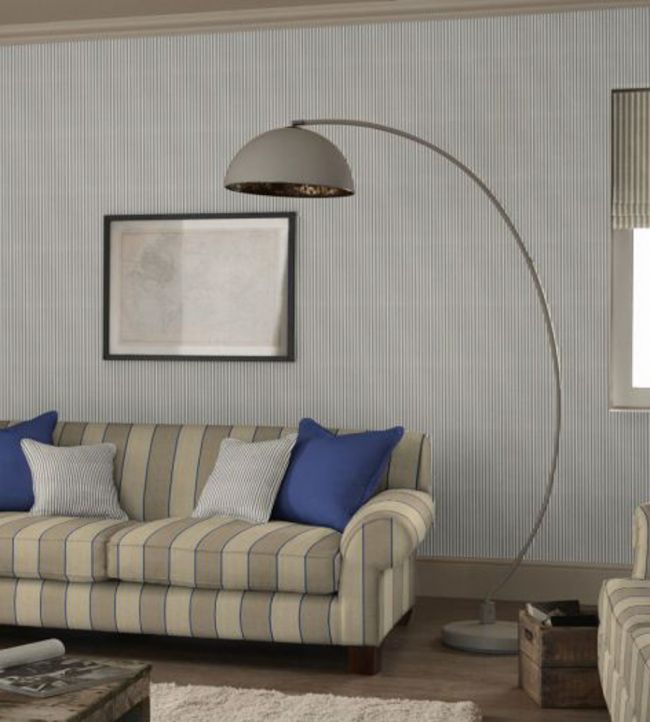 Regatta Stripe 3 Room Fabric - Gray