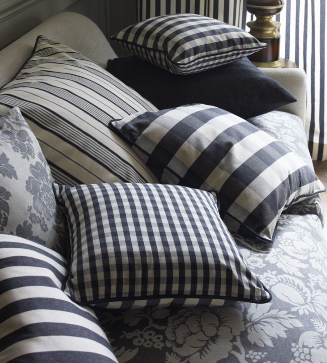 Suffolk Check Large Room Fabric - Black