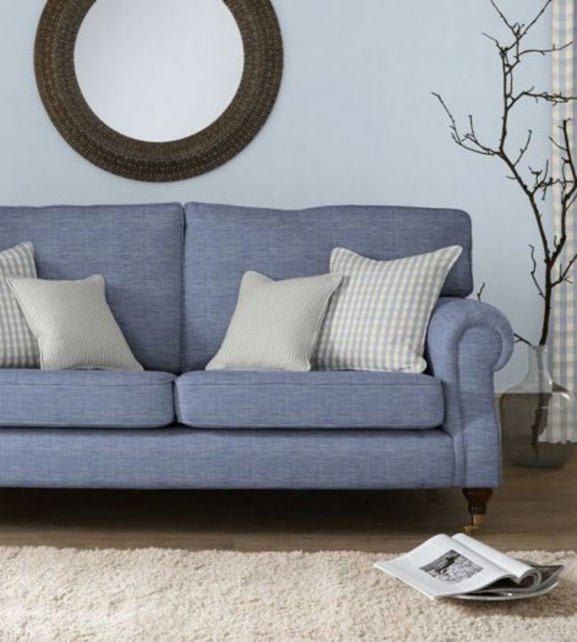 Suffolk Check Large Room Fabric - Blue