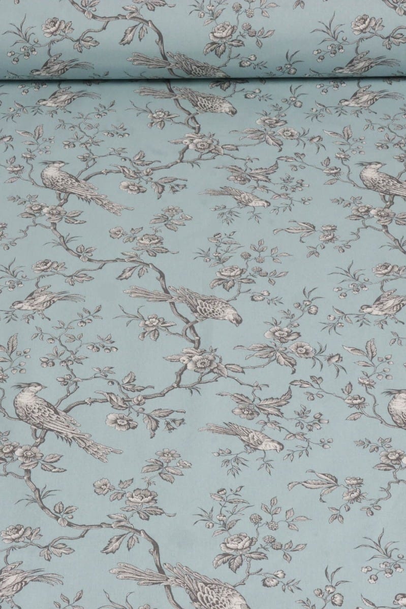 Isabelle Bird Toile Sky Cotton Double Width Fabric