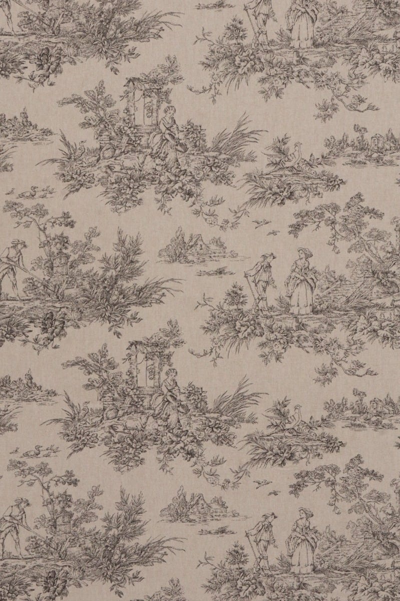 Marie Toile de Jouy Black on Linen Fabric