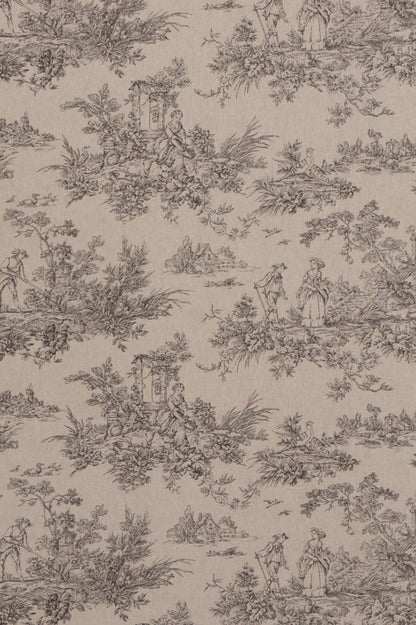 Marie Toile de Jouy Black on Linen Fabric