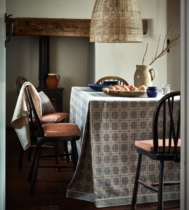 Peake's Check Room Fabric - Blue