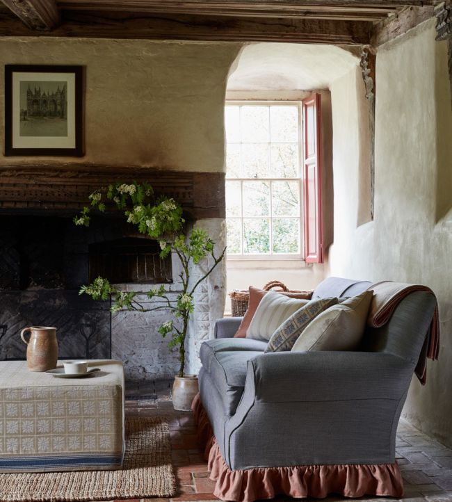 1485 Herringbone Room Fabric - Blue