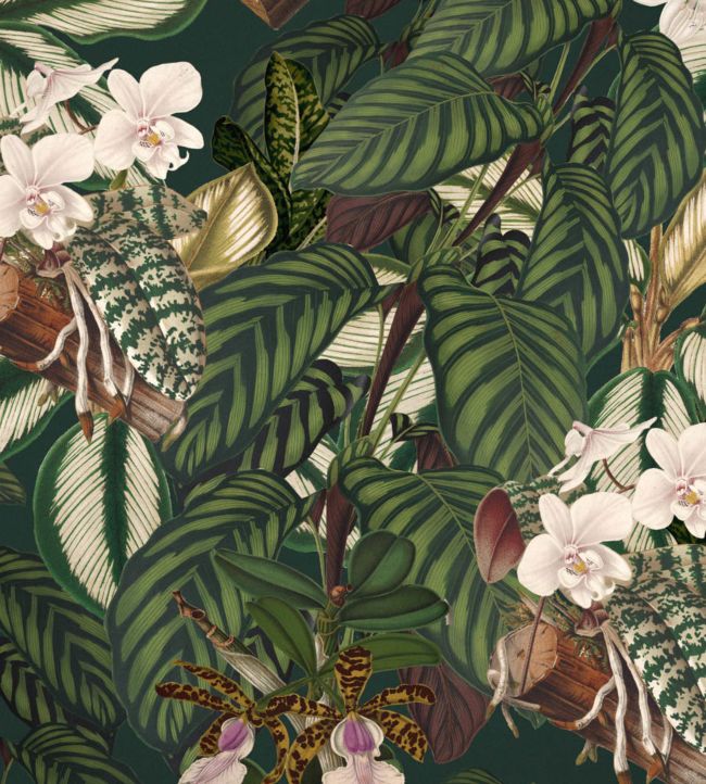 Orchid Bloom Fabric - Green