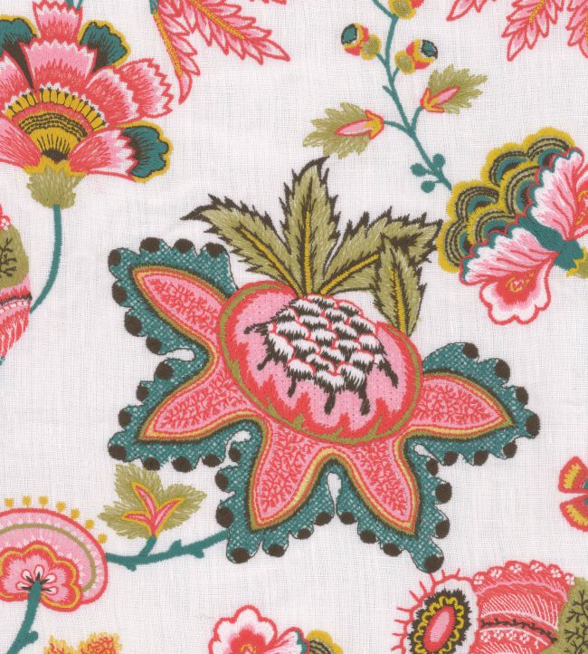 Midsummer Floral Embroidered Fabric - Pink
