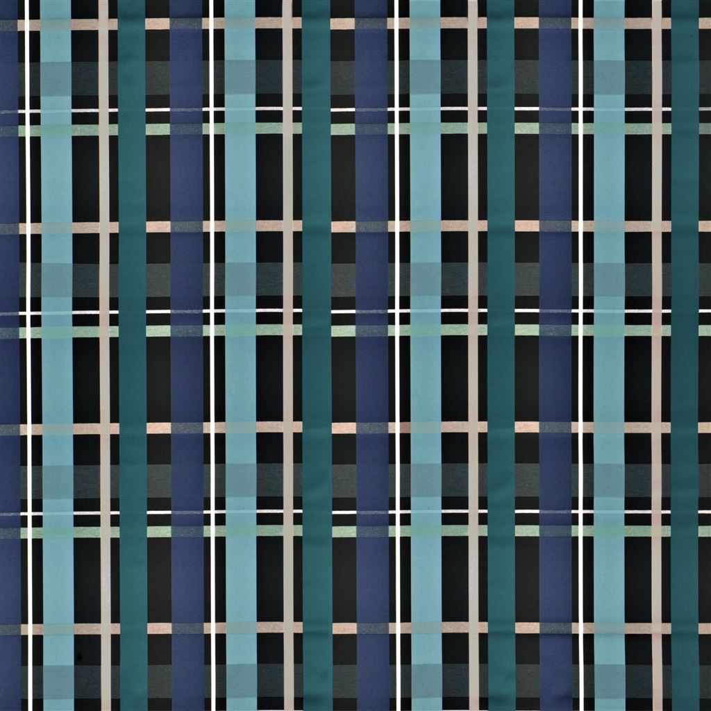 L Entrelac Bleu Paon Fabric - Blue