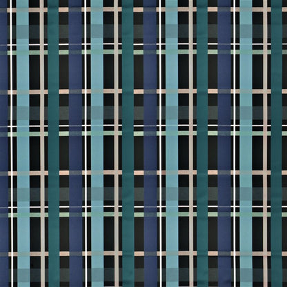 L Entrelac Bleu Paon Fabric - Blue