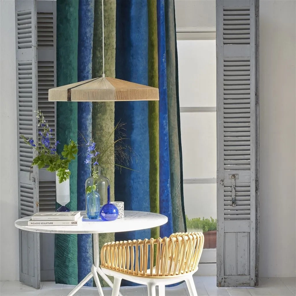 Rayure Chinoise Room Fabric - Blue