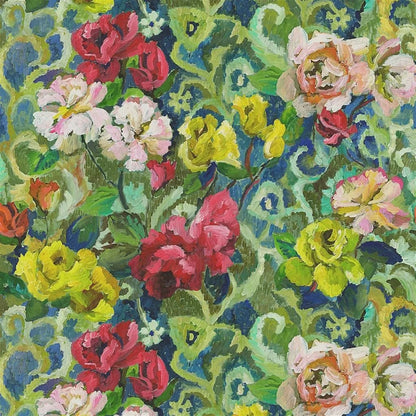 Tapestry Flower Fabric - Green